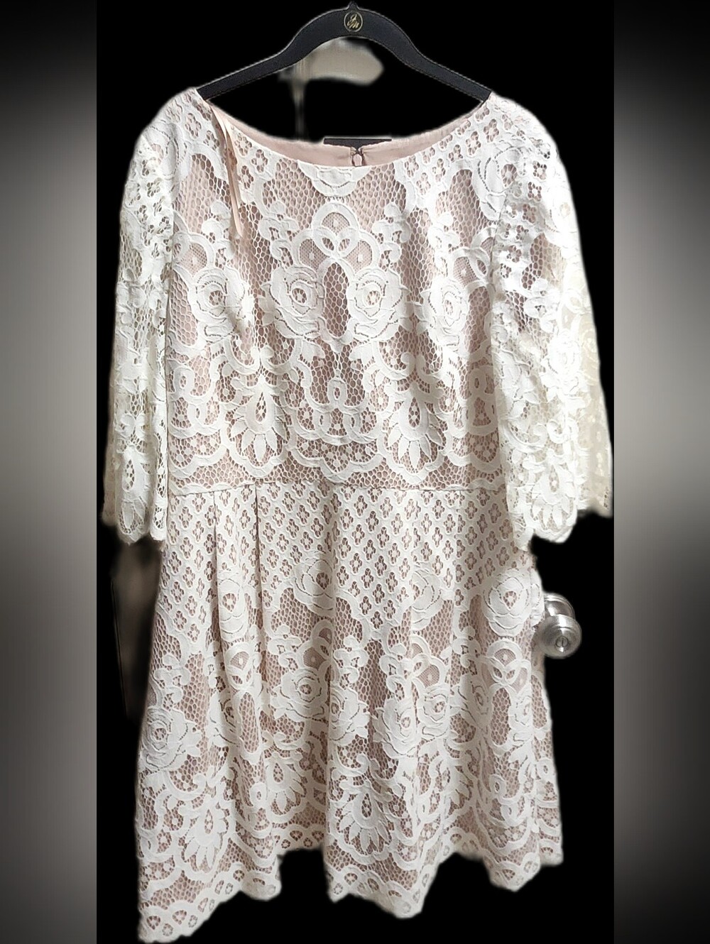 Romantic Eliza J White Lace Fit & Flare Midi Dress